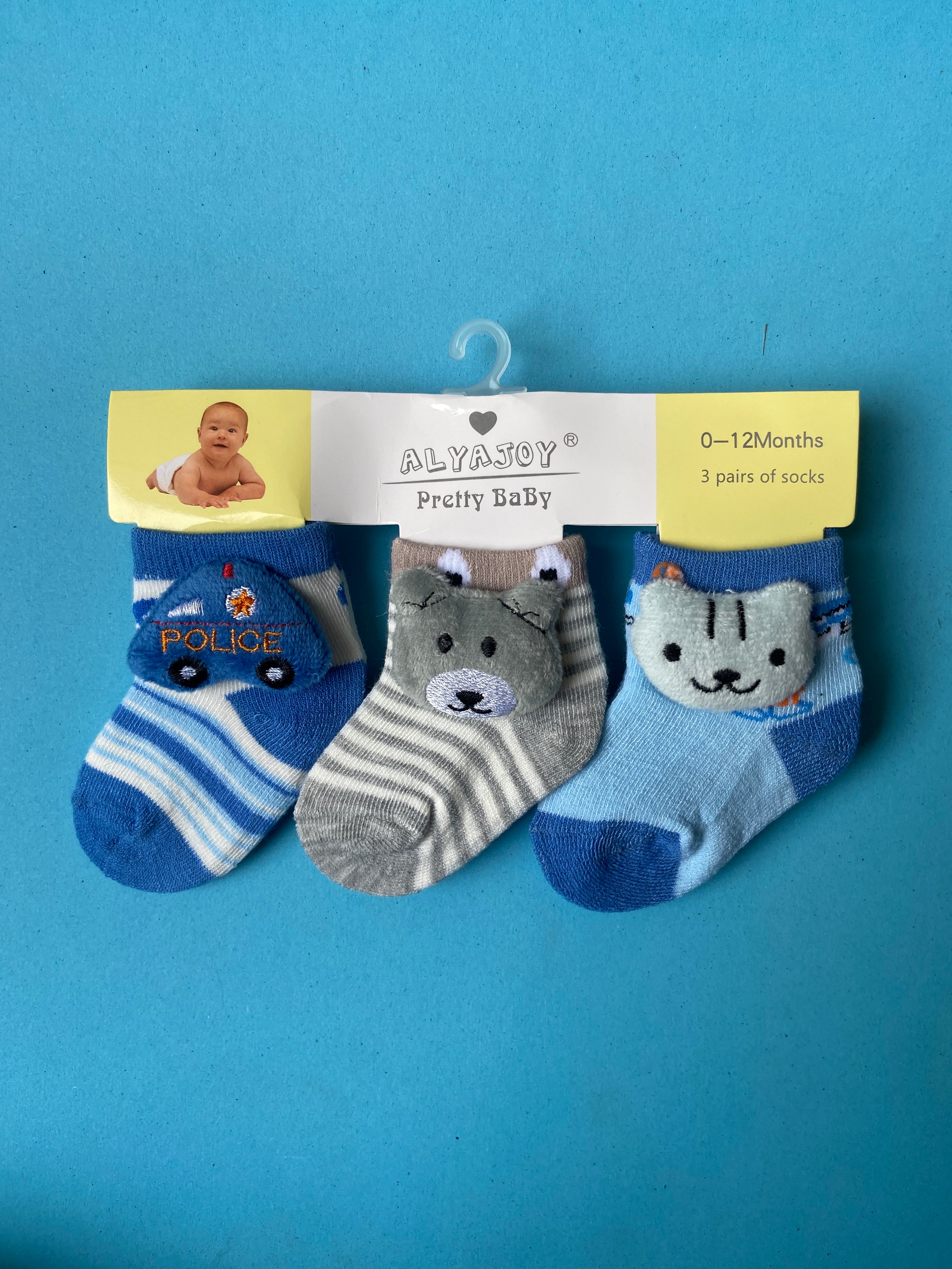 SH539-pack of 3 Winter Baby Socks - 0-6M